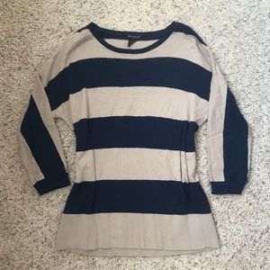 Ann Taylor Sweater, Cream & Navy Striped
